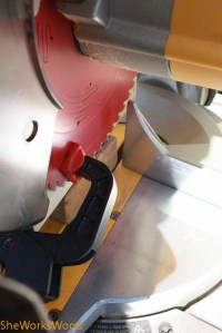 Laser guide - board clamped to saw blade (1 of 1)