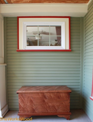 In its new home on the porch.